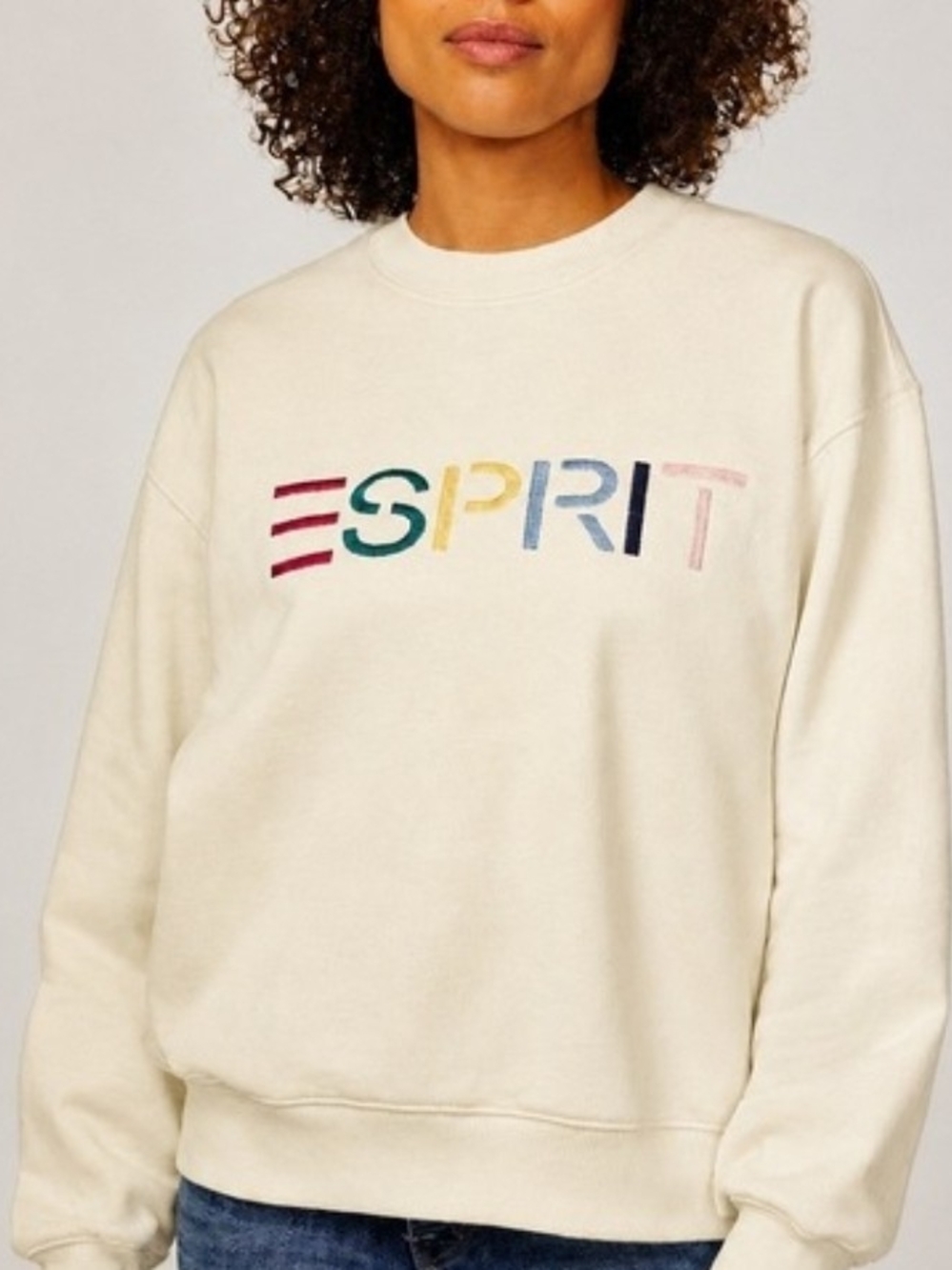 Esprit Cream Logo Sweatshirt with Multicolor Lettering XXL